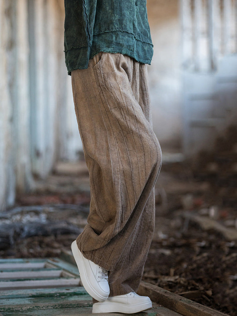 Autumn Tie-dye Ramie Harem Pants At1085