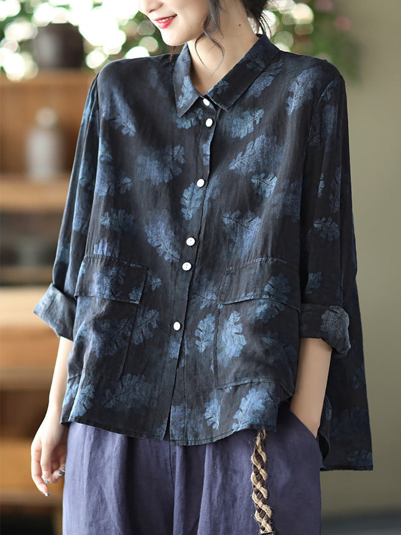 Spring Button Up Ramie Blouse At1089