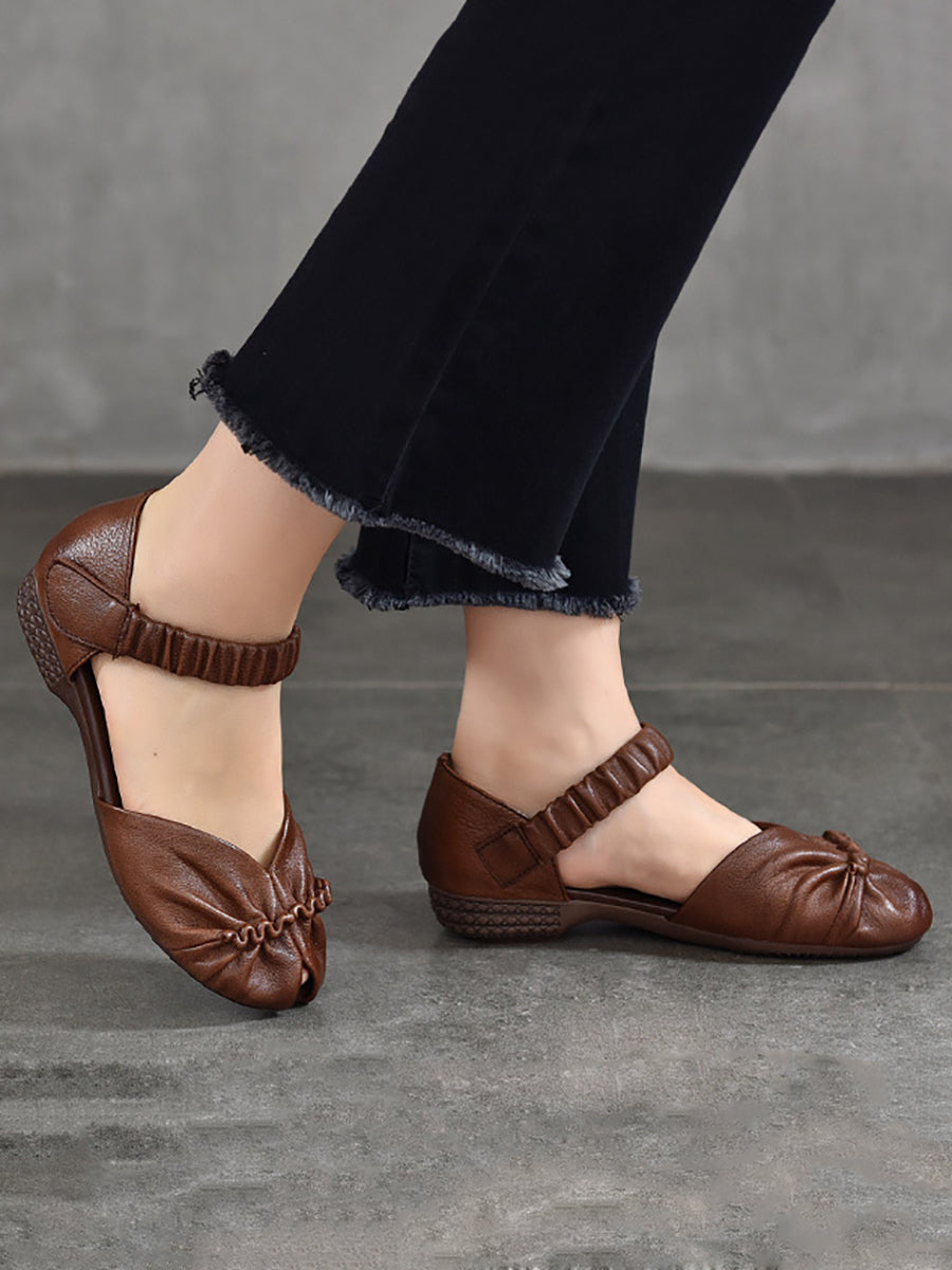 Summer Artsy Leather Low-heel Shoes Ui1021