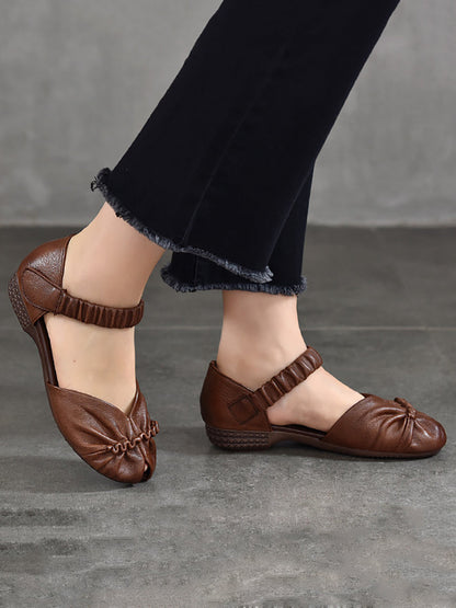 Summer Artsy Leather Low-heel Shoes Ui1021