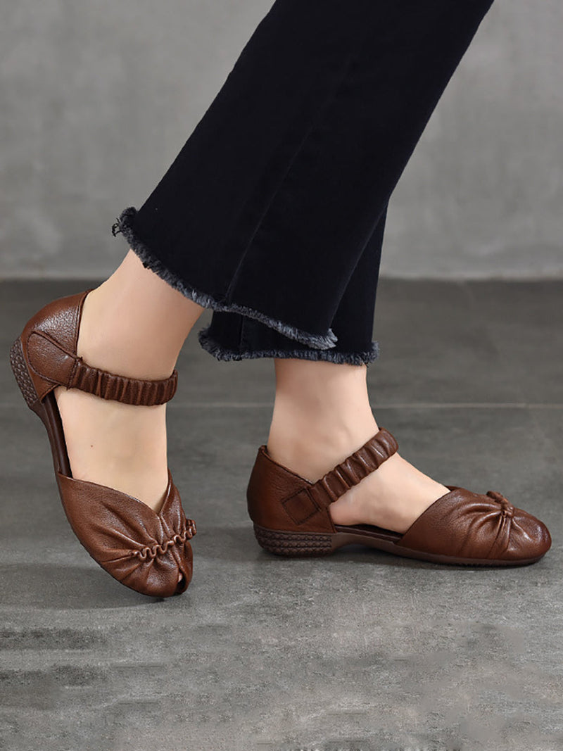 Summer Artsy Leather Low-heel Shoes Ui1021