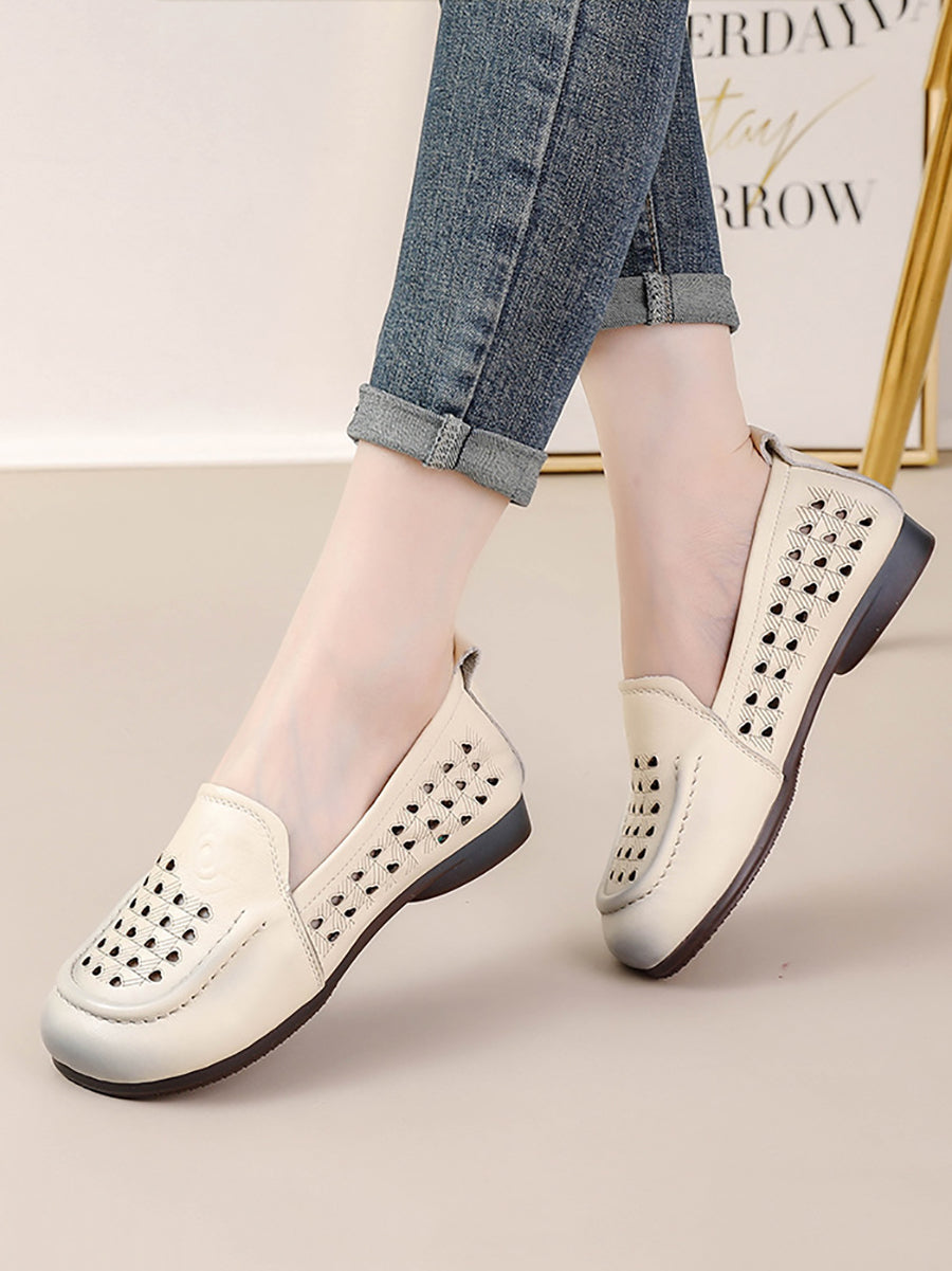 Summer Cutout Genuine Leather Shoes Oo1020
