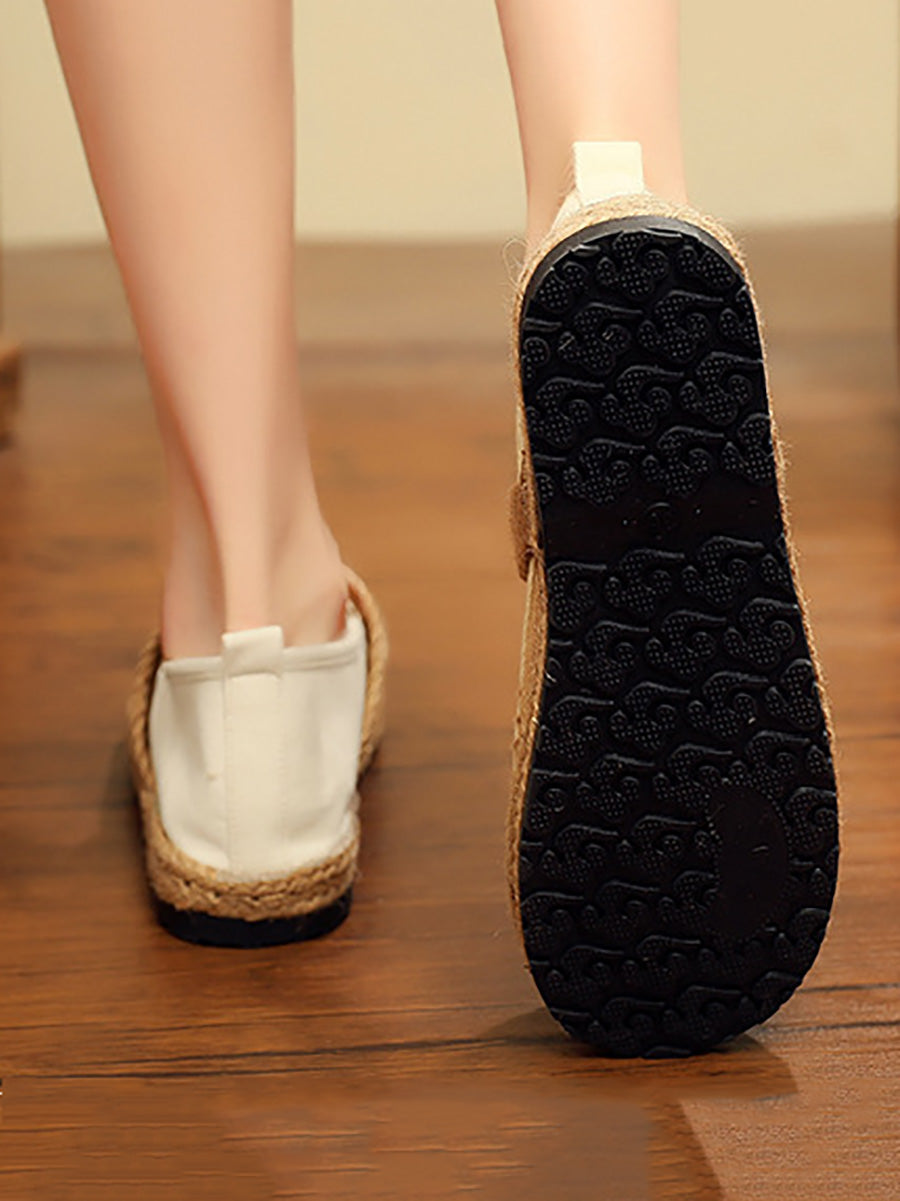 Summer Embroidery Cloth Linen Flat Shoes Ah1011