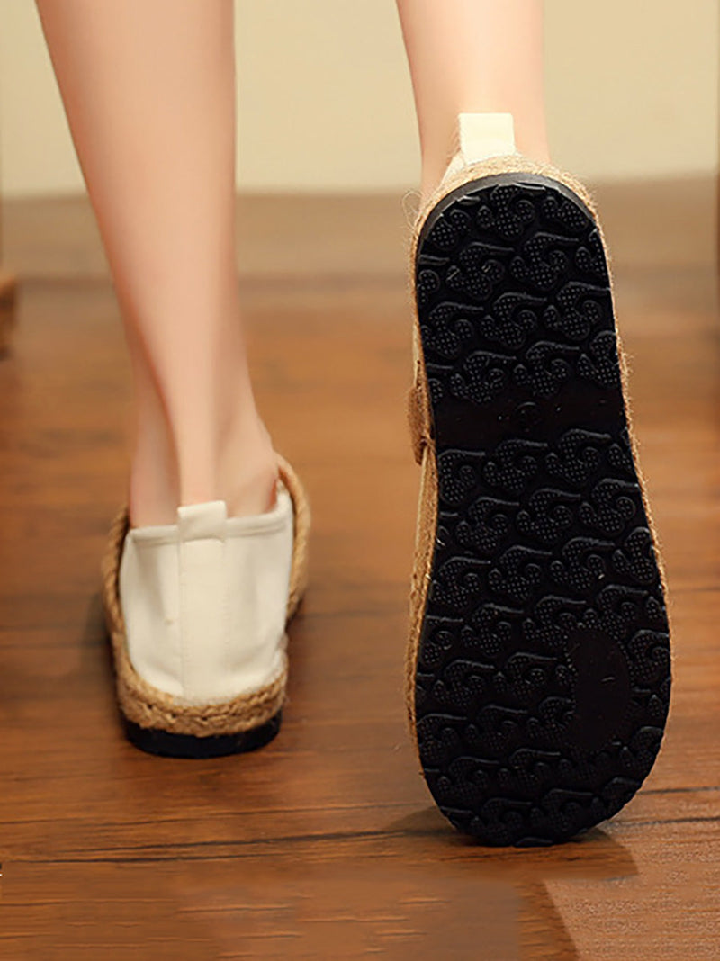Summer Embroidery Cloth Linen Flat Shoes Ah1011