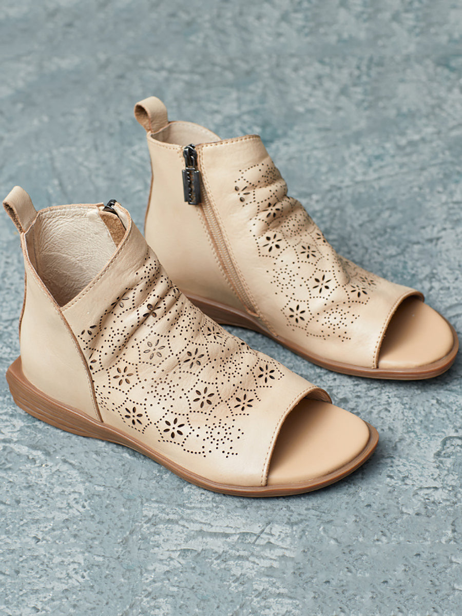 Summer Leather Open-toe Flat Shoes Ui1015