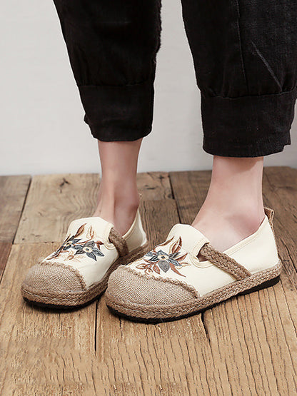 Flower Embroidery Linen Cotton Flat Shoes Ah1062