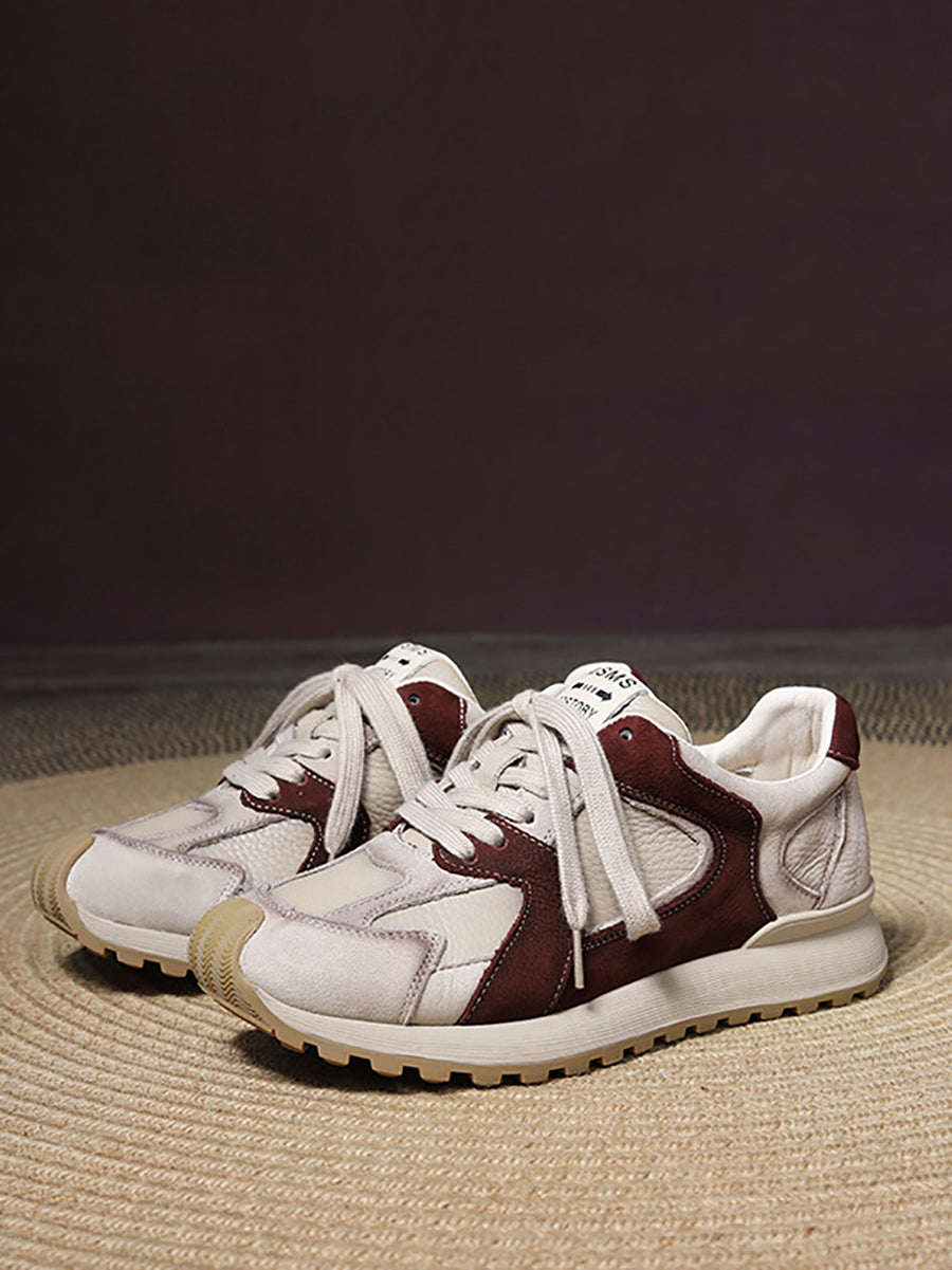 Colorblock Leather Sport Shoes Wu008