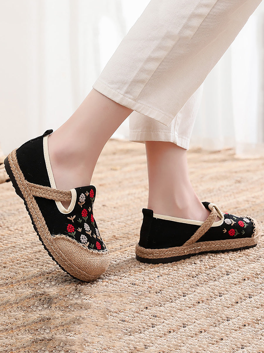Summer Artsy Embroidery Linen Cotton Shoes Bn1034