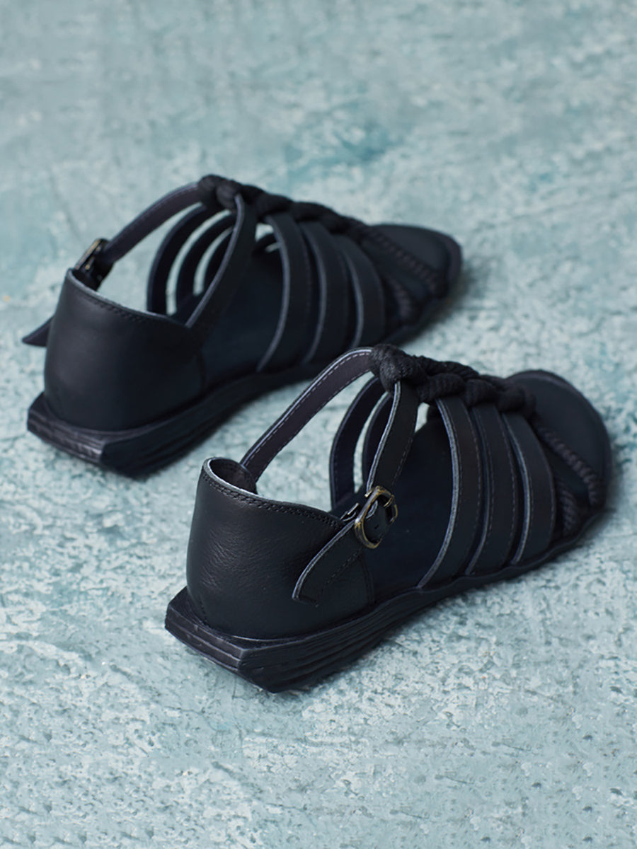 Summer Leather Spliced Rope Sandals Ui1012