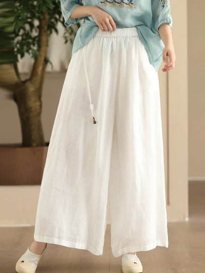 Summer Dual-layer Wide-leg Ramie Pants Fd049