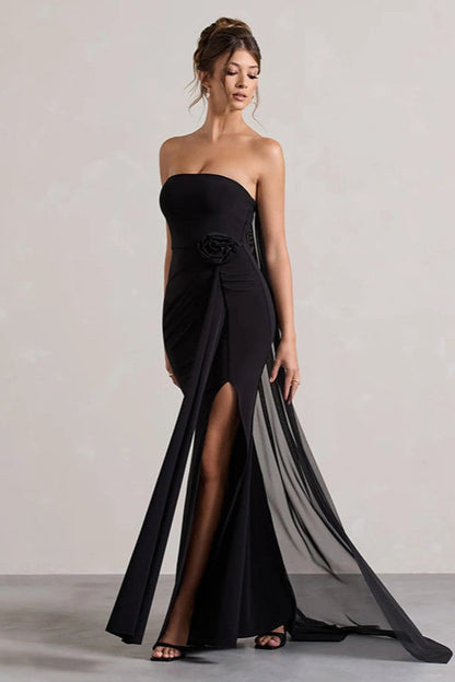 Strapless Tie Maxi Dress
