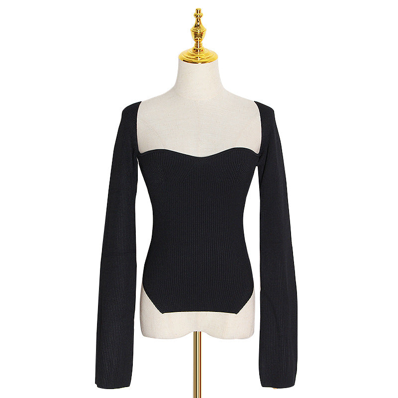 Spring Summer Pirational Arc Hem Side Slit Inner Sweater Sweater