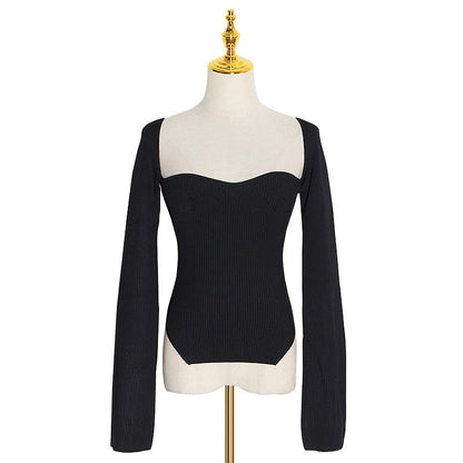 Spring Summer Pirational Arc Hem Side Slit Inner Sweater Sweater