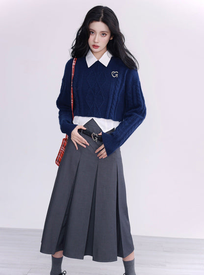 Cg Diamond Knit Cropped Sweater