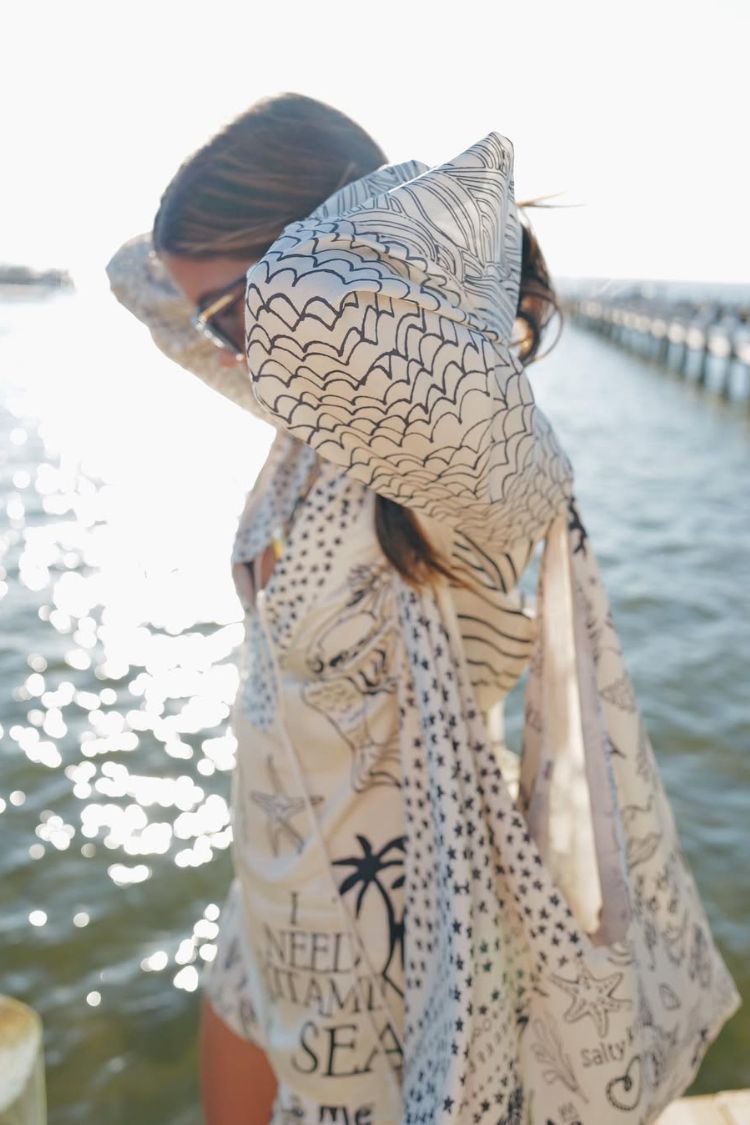 Live by Water Satin Unique Print Tassle Shirt and Elastic Waist Shorts Set