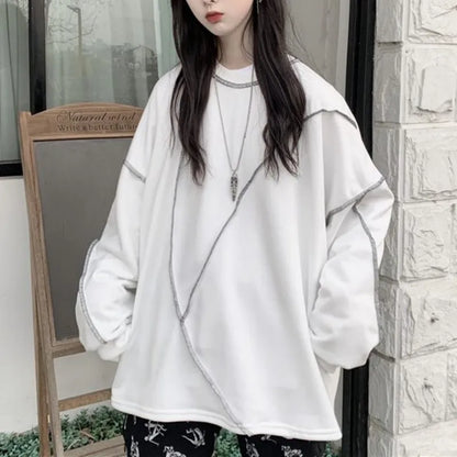 Hoodies Harajuku Bf Style Black Hip-hop Teens Sweatshirts Autumn All-match Daily Simple Df4940
