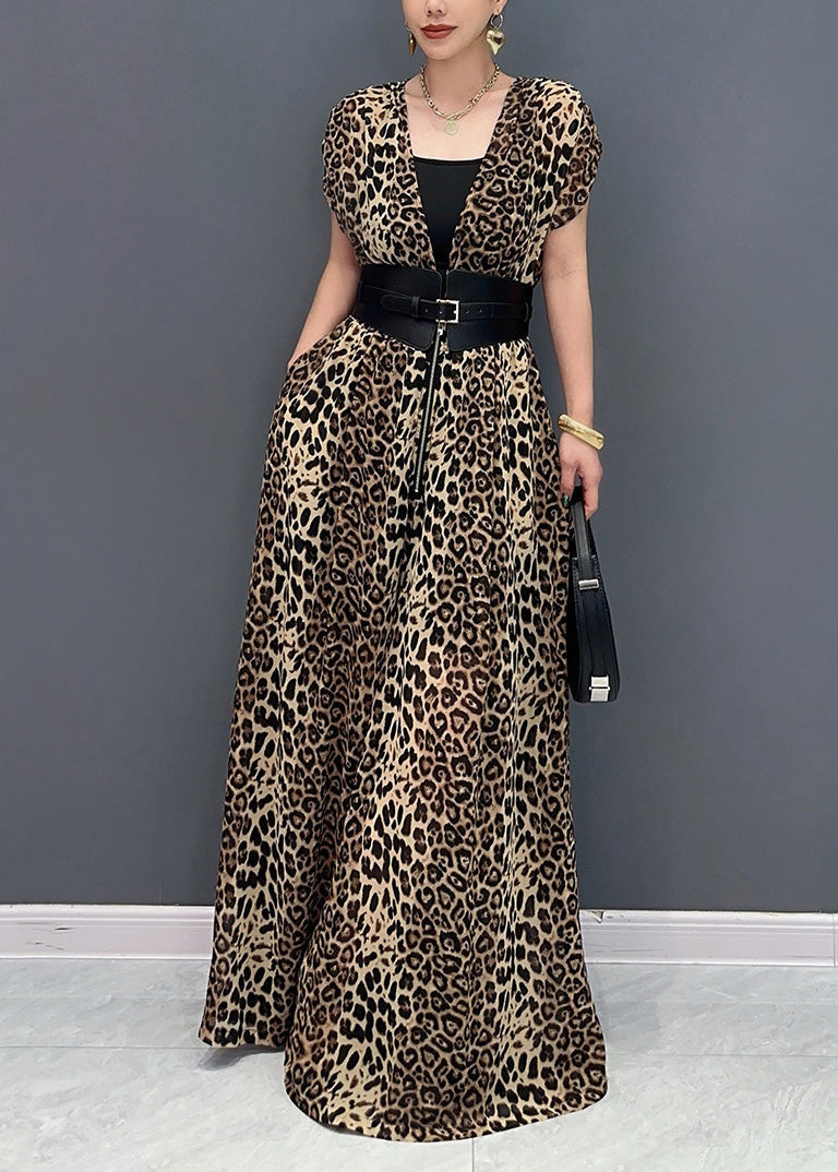 Organic Leopard Print Flattering Jumpsuits Summer Ao1067