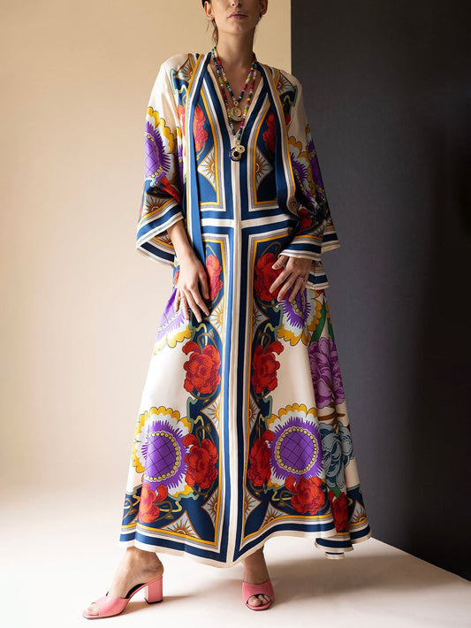 Unique Print Flowing Maxi Dress