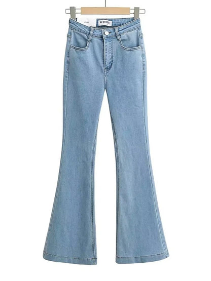 Flare Jeans Summer Bodycon Long Denim Pants Blue Elastic Y2k Trousers High Waisted Jeans