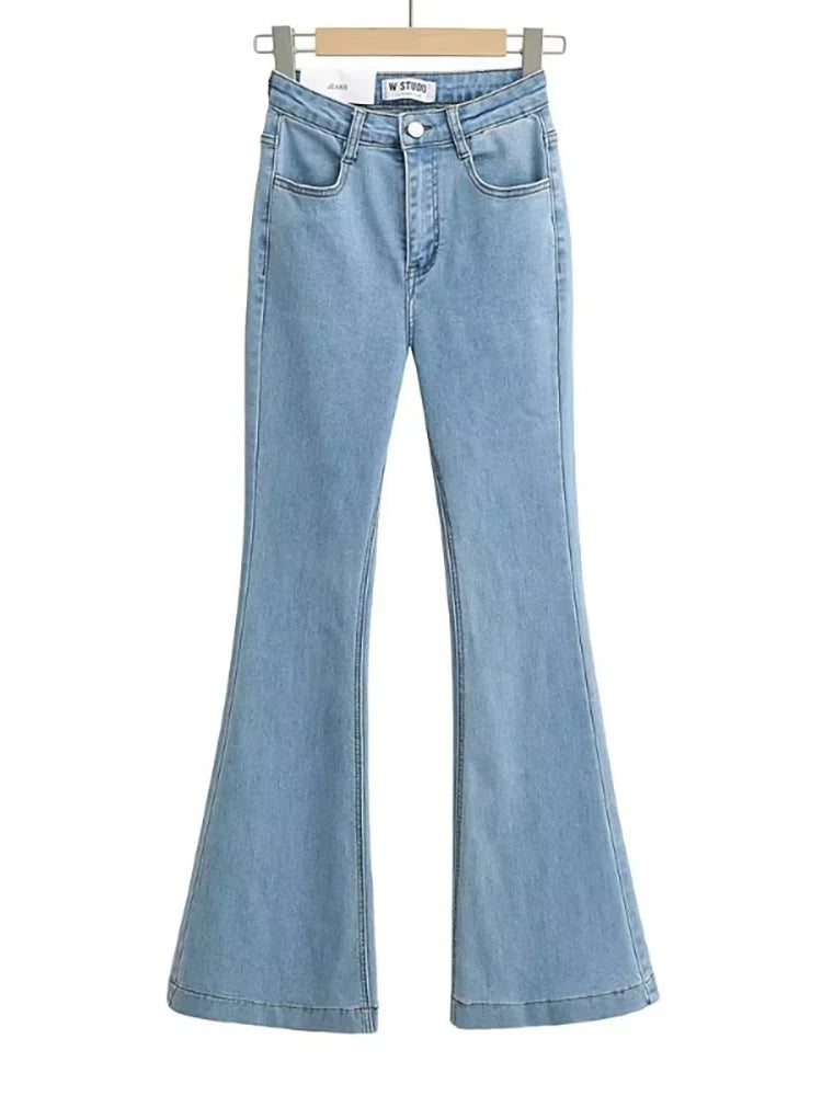 Flare Jeans Summer Bodycon Long Denim Pants Blue Elastic Y2k Trousers High Waisted Jeans