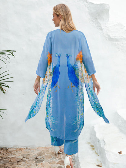Holiday Printed Kimono and Pants Sets