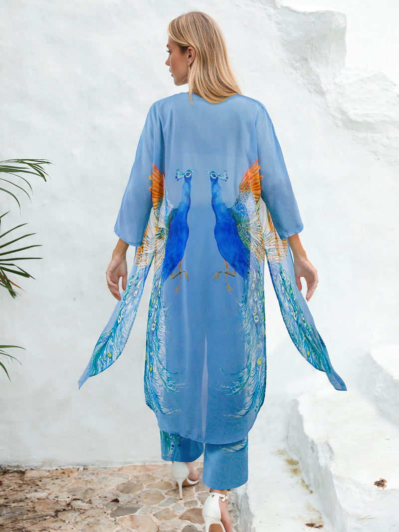 Holiday Printed Kimono and Pants Sets