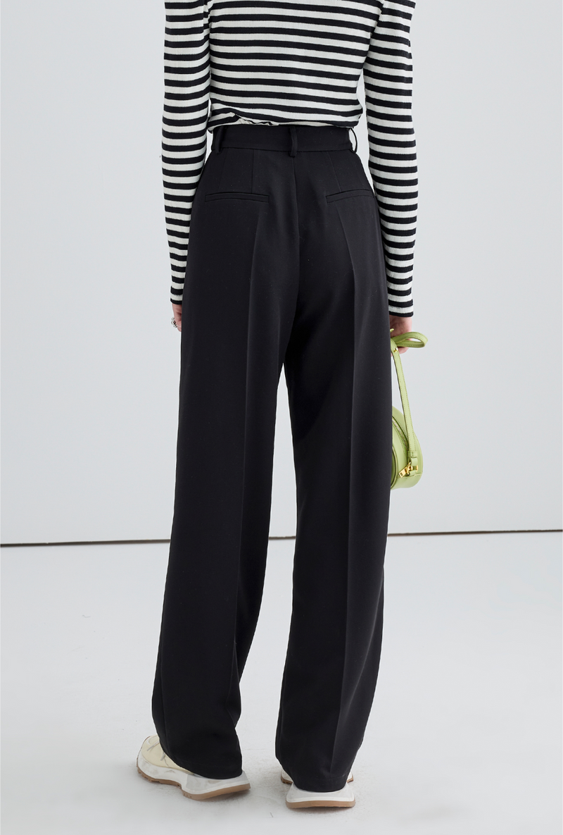 Wide Draped Buckle Pleated Pants