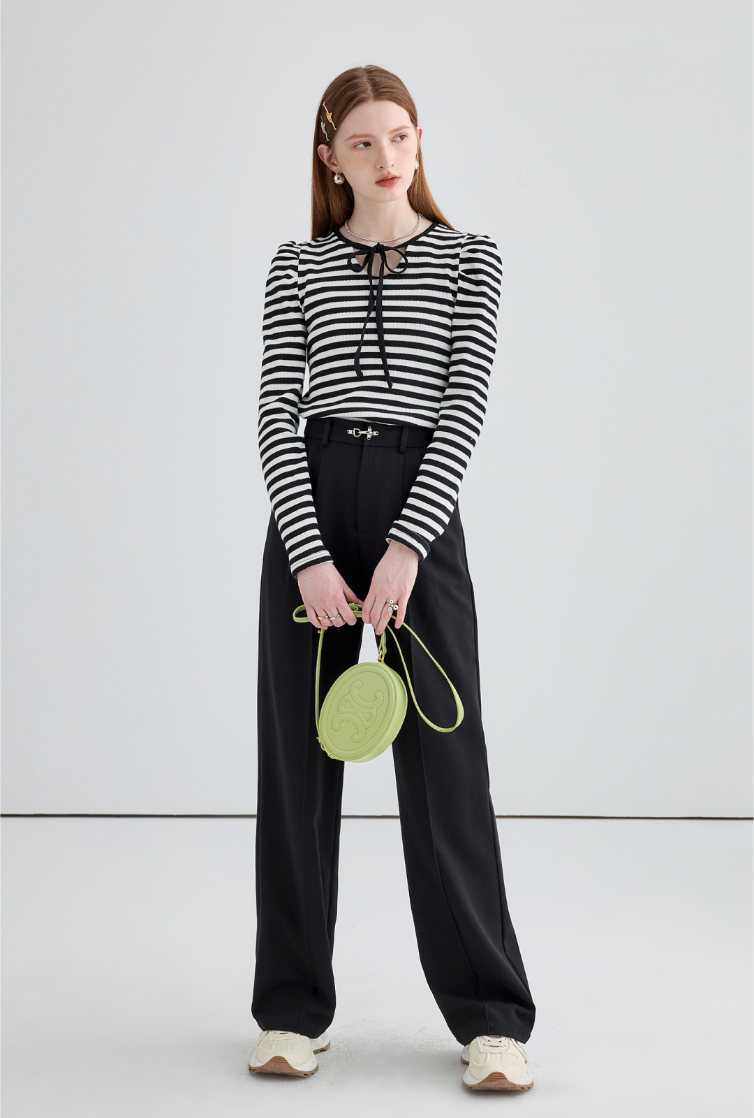 Wide Draped Buckle Pleated Pants