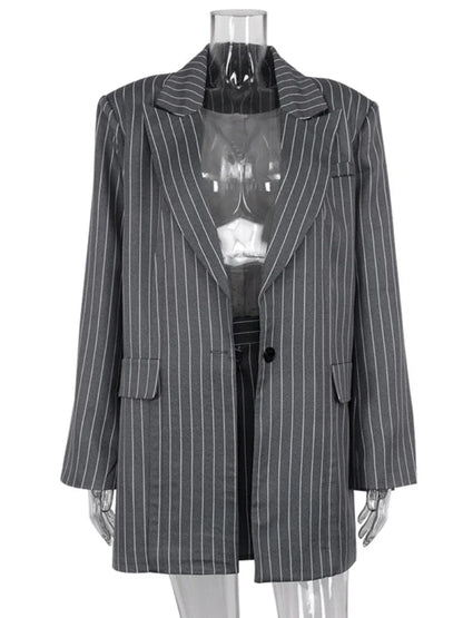 High Waist Slim Skirt Sets for Loose Long Sleeve Coats Woman Temperament Blazer 2 Piece Sets Outfits