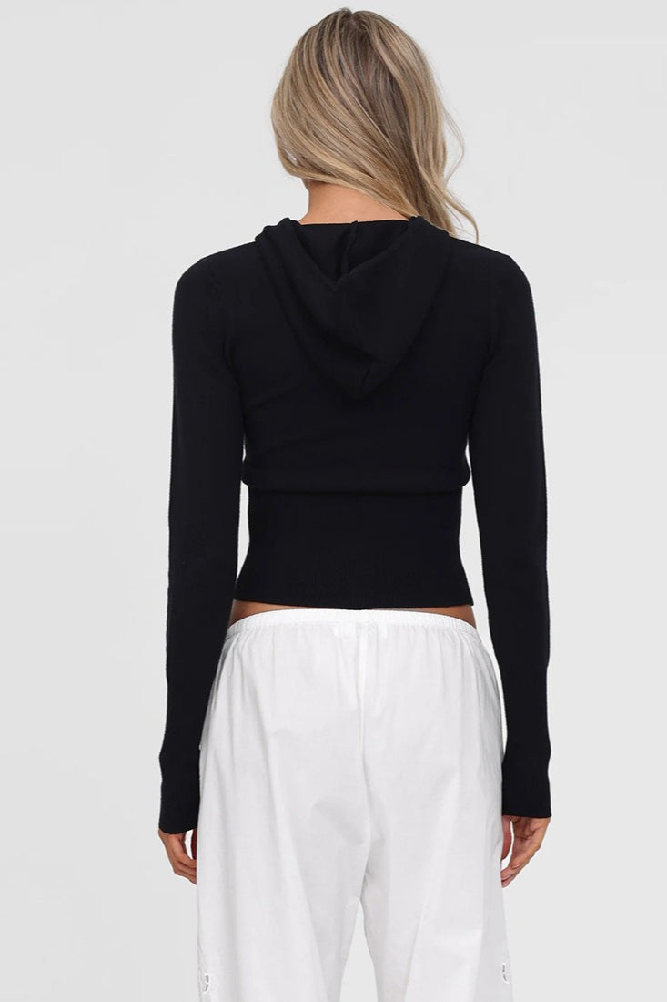 Zip Up Hooded Blouse