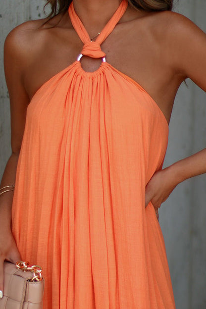 Nolah V-neck Pleated Halterneck Maxi Dress