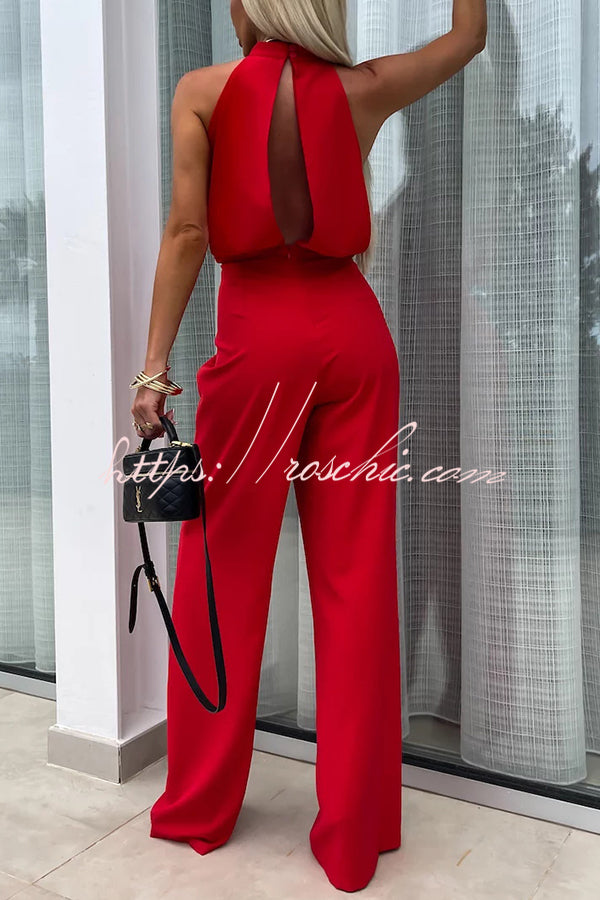 Fashionable Color Sleeveless Hollow Slim Fit Jumpsuit