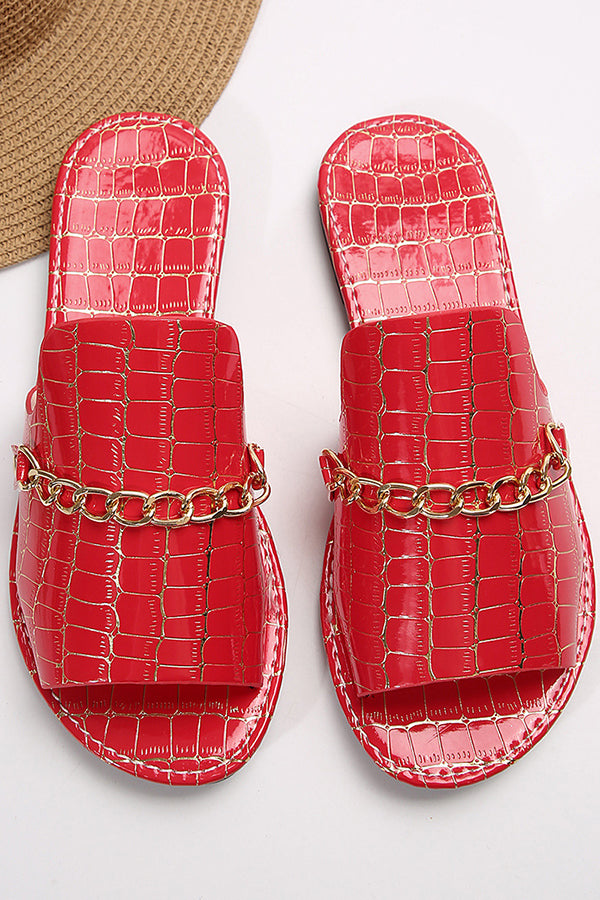 Flat Beach Sandals With Chain Accessories