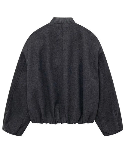 Soild Bomber Jacket for Autumn Long Sleeve Zipper Pocket Coats Female Stand Collar Street Lady Outerwear