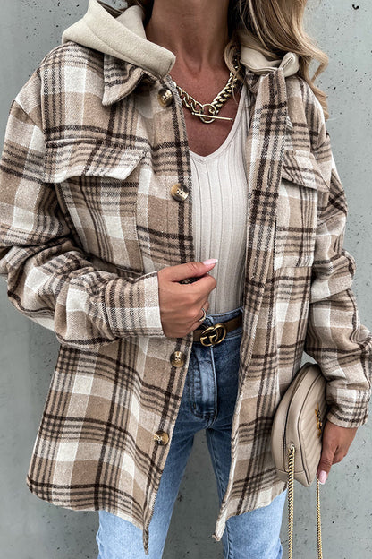 Street Style Plaid Hooded Coat