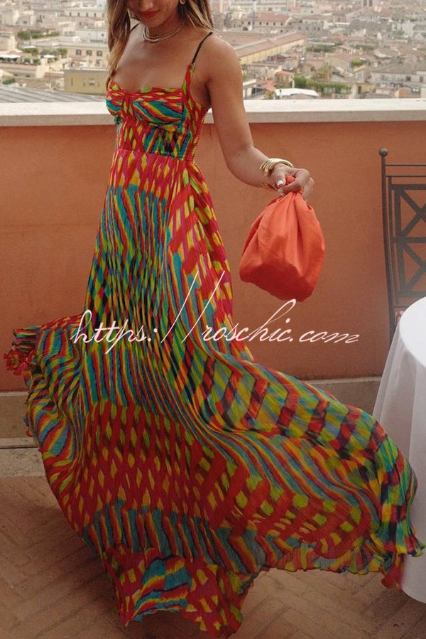Jamila Unique Printed Backless High Rise Suspender Maxi Dress