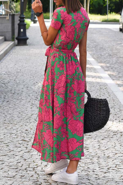 V-neck Slit Mid-length Jumpsuit
