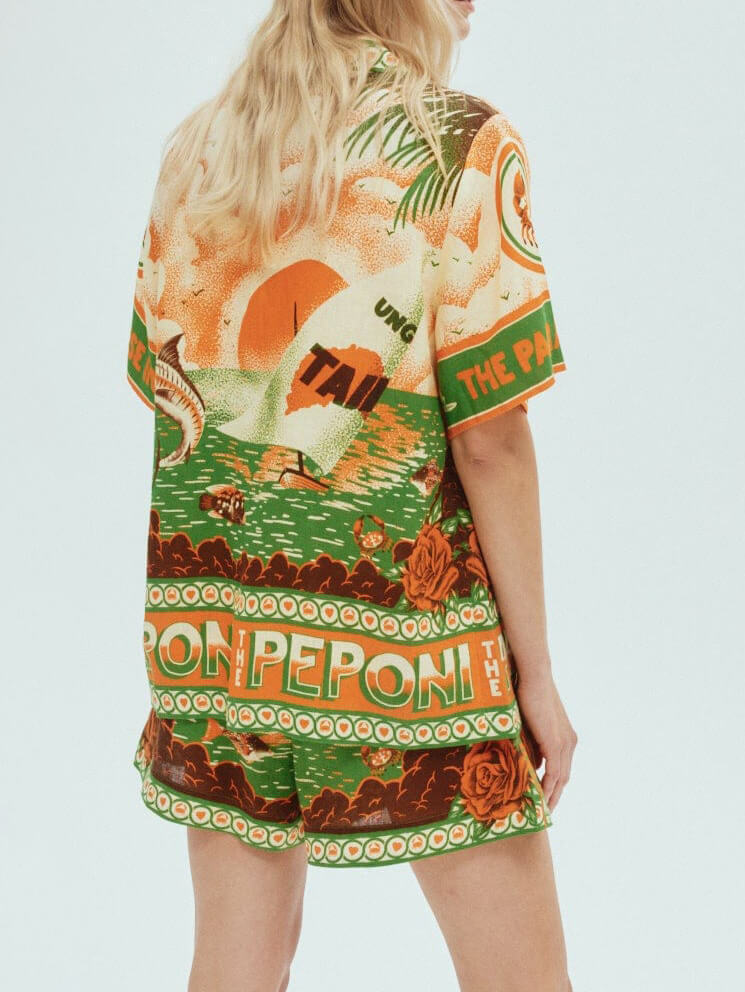 Unique Printed Sunny Afternoon Printed Shorts Two-piece Set