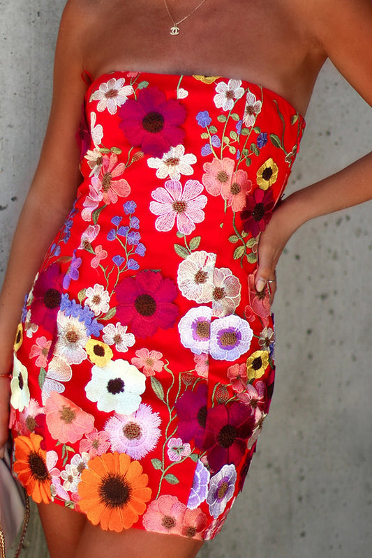 Imani Strapless Applique Mini Dress