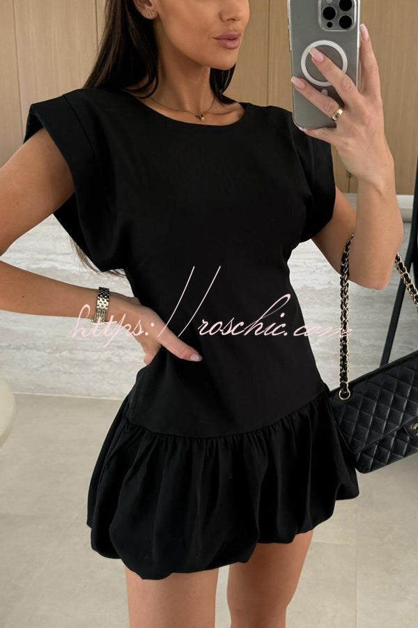 Color Round Neck Sleeveless Ruffle Fitted Mini Dress