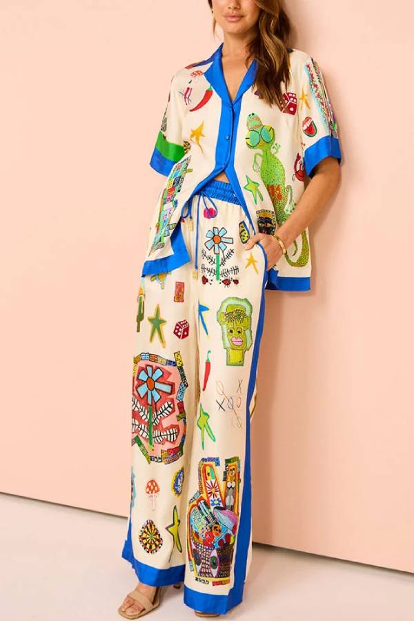 Funny Graffiti Print Two-piece Set