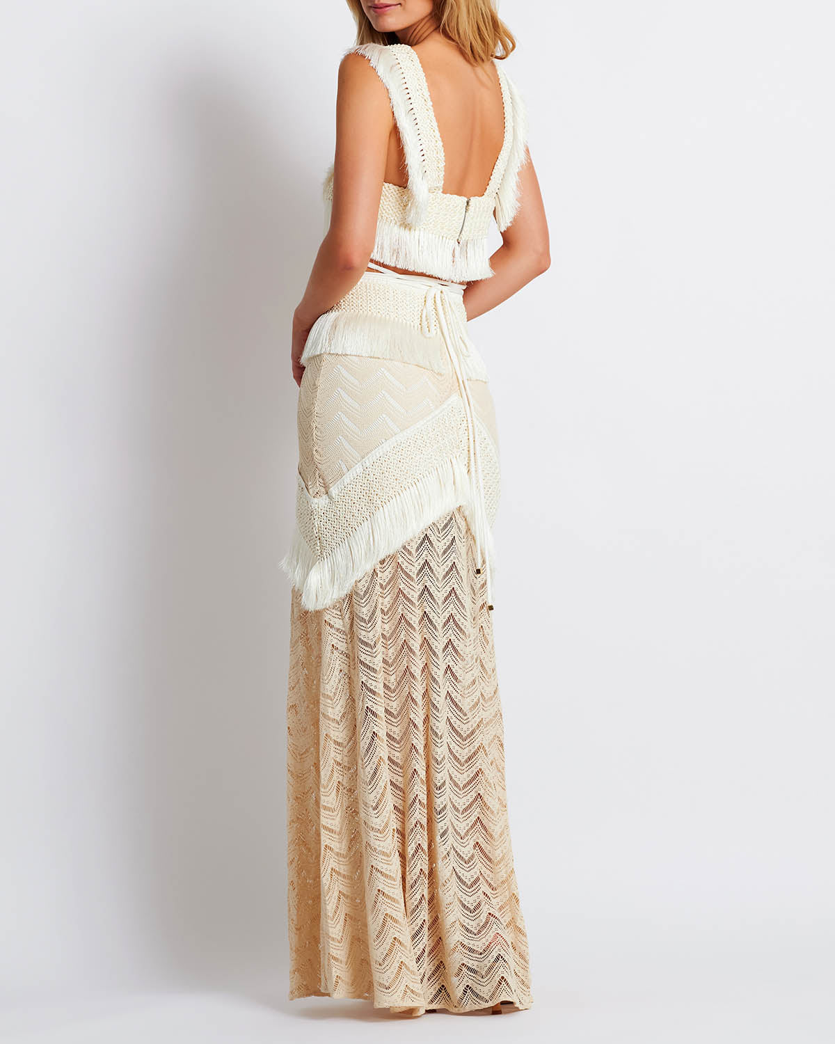 Beach Fringed Color Bikini Swimsuit and Skirt