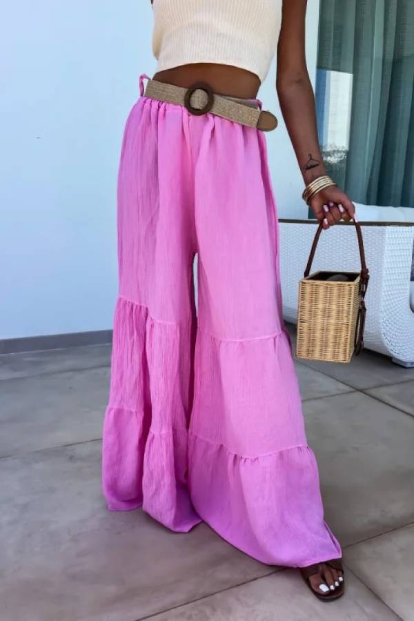 Elastic Pants High Waisted Flared Pants