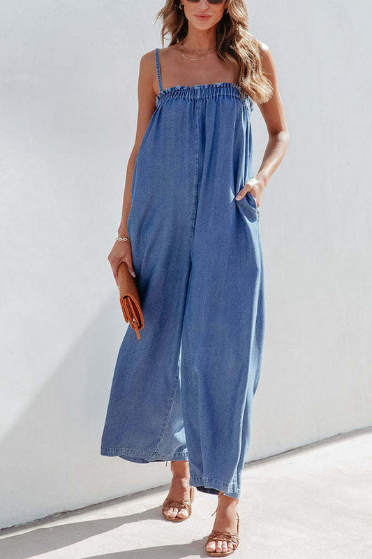 Slender Wide-leg Pants Cropped Overalls