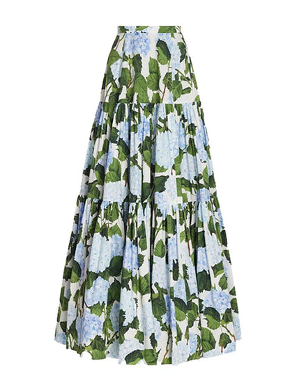 Print One Piece Swimsuit and Skirt
