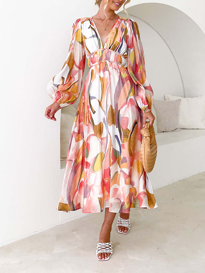 Lantern Sleeve Long Dress
