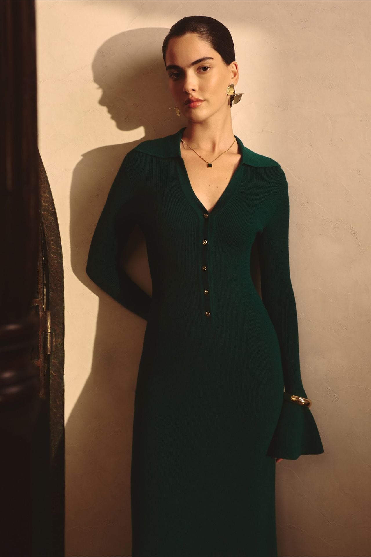 Collared Knit Sweater Dress
