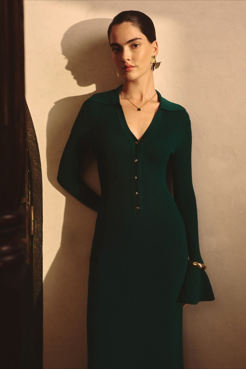 Collared Knit Sweater Dress