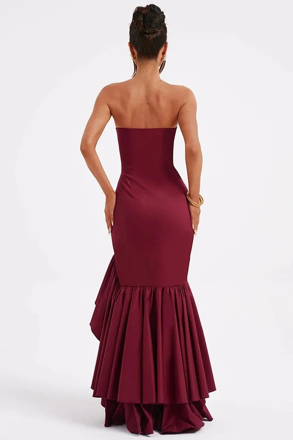 Off-shoulder Slim Fit Irregular Hem Maxi Dress