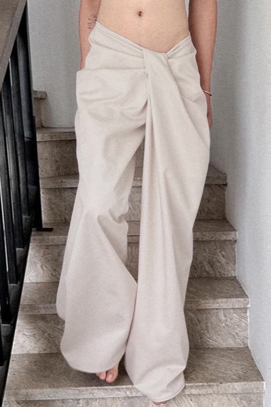 Asymmetrical Twist Wide Leg Pants